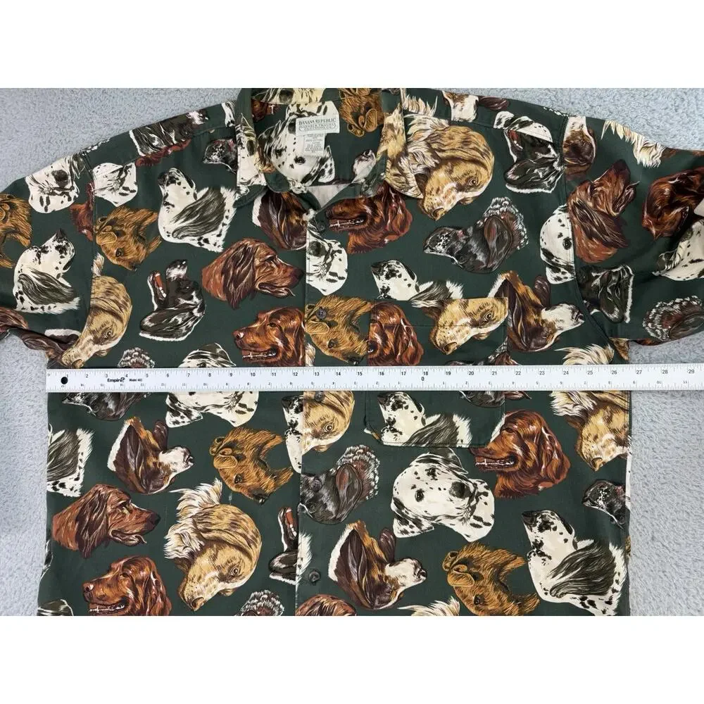 Vintage BANANA REPUBLIC SAFARI & TRAVEL DOG Men's Sz XL Long Sleeve Shirt